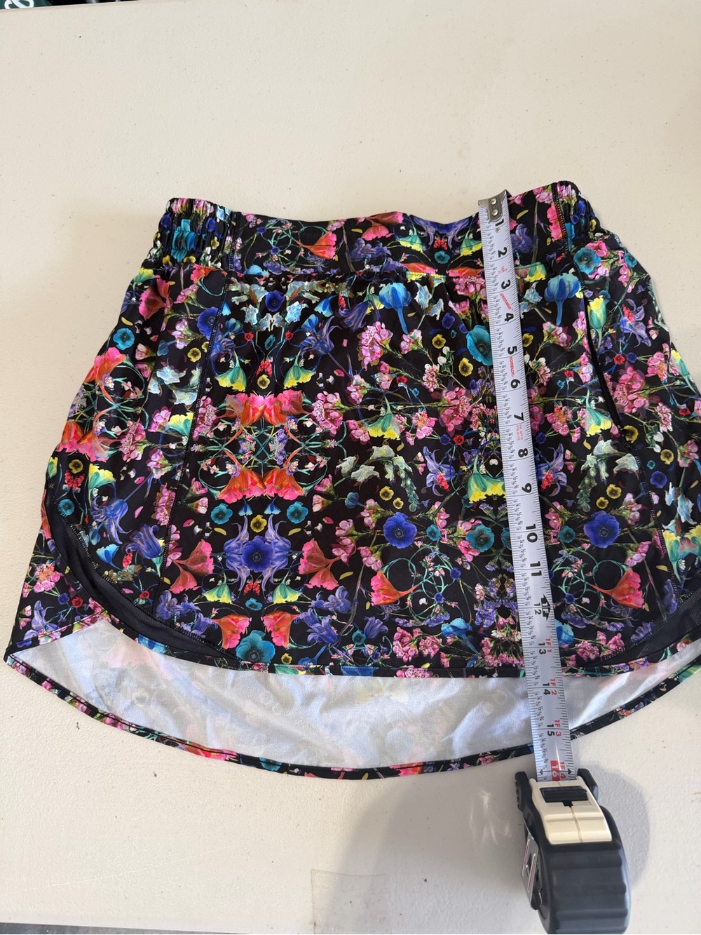lululemon athletica Black Floral Mini Skirt with Multicolor Print